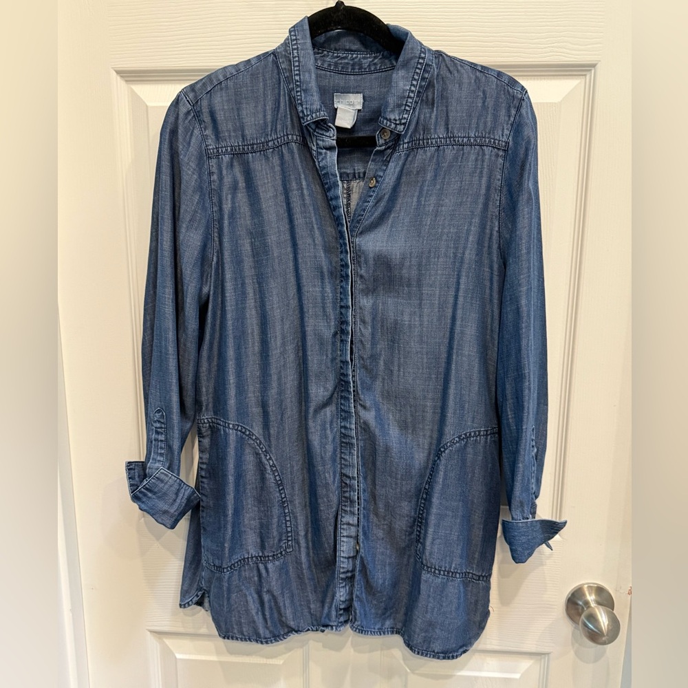 Chico's Indigo Button-Up Tunic